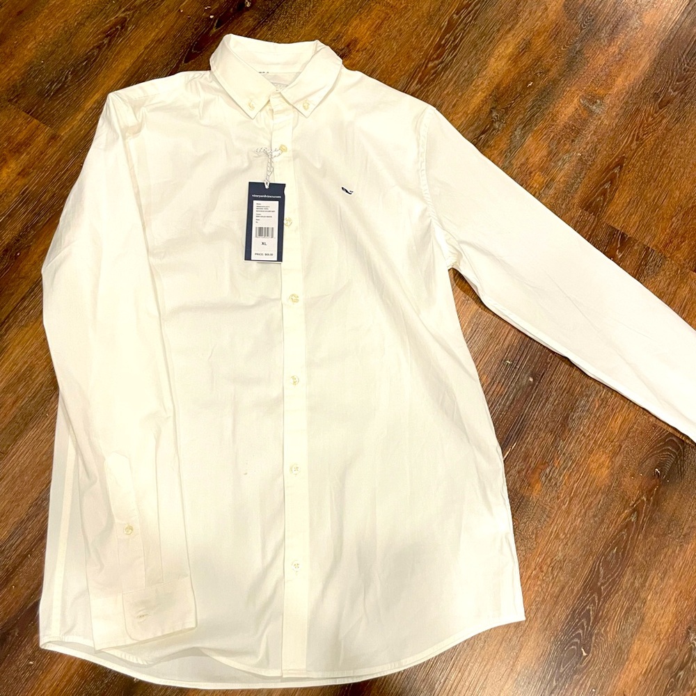 Brand new Performance white button down